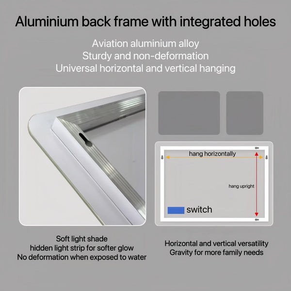 English Elm Bathroom Led Vanity Mirror Frameless Anti-fog Dimmable Wall Mount Spa Design W2071P172692