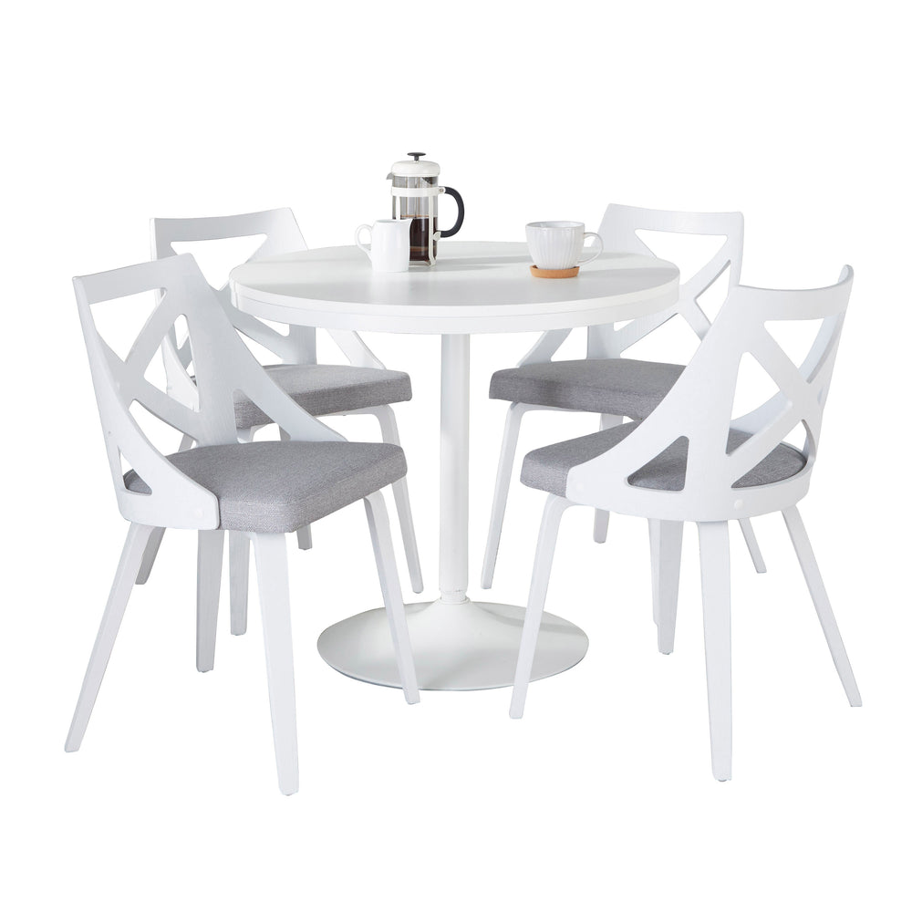 English Elm Dakota-Charlotte Contemporary Dining Set with Bamboo Top and X-Back Chairs, Light Upholstery Finish Grey B202S01493