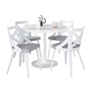 English Elm Dakota-Charlotte Contemporary Dining Set with Bamboo Top and X-Back Chairs, Light Upholstery Finish Grey B202S01493