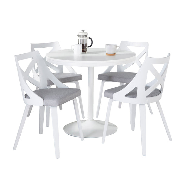 English Elm Dakota-Charlotte Contemporary Dining Set with Bamboo Top and X-Back Chairs, Light Upholstery Finish Grey B202S01493
