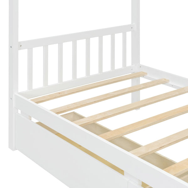 English Elm Twin House Bed Solid Pine Kids Cottage Frame with Storage Drawers Imaginative Room N708P309245K