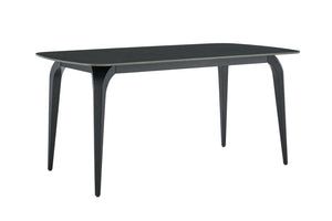 English Elm Modern Sintered Stone Dining Table with Matte Black Base and Gold Accent Feet W3493P436786