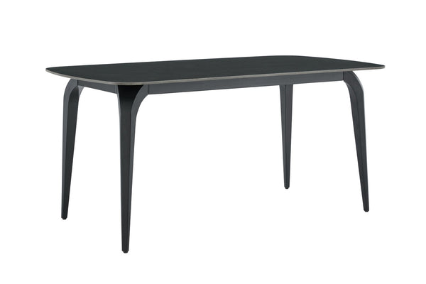 English Elm Modern Sintered Stone Rectangular Dining Table with Gold Accent Metal Base W3493S00015