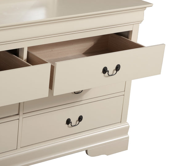 English Elm Louis Louis Phillipe G3160-BC 4 Drawer Chest with Carved Bases Curved Mouldings and Durable Drawers Beige 37 L x 62 W x 20 H B078108224