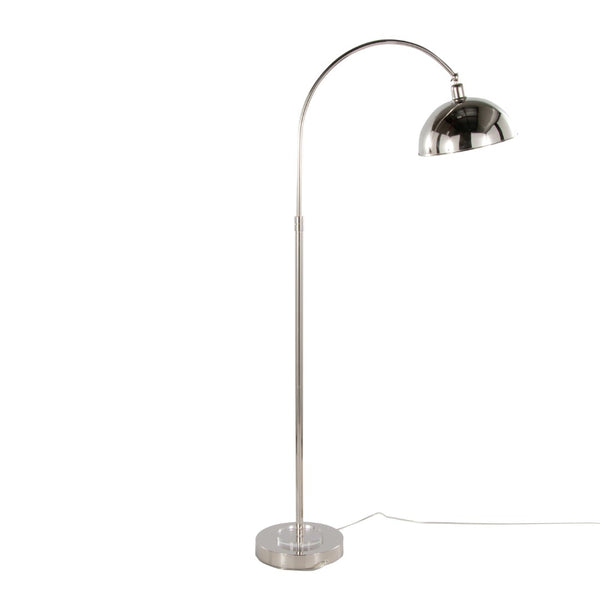 English Elm Metal Arc Floor Lamp with Polished Nickel Finish and K9 Crystal Accents for Living Rooms B202P471644