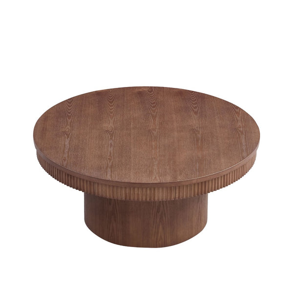 English Elm 35.04''fiberglass Round Coffee Table Faux Marble Finish Low Profile Modern Living Room W2582S00190