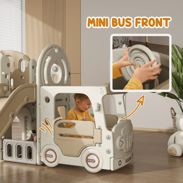 English Elm Qaba 9 in 1 Toddler Activity Climber Indoor Slide Set with Car Theme Play Center W2225P229333