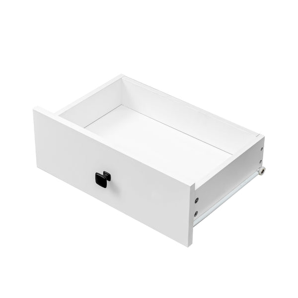 English Elm Laundry Cabinet with Drawer & Removable Basket Organizer, White Melamine Finish for Compact Spaces W331P235403