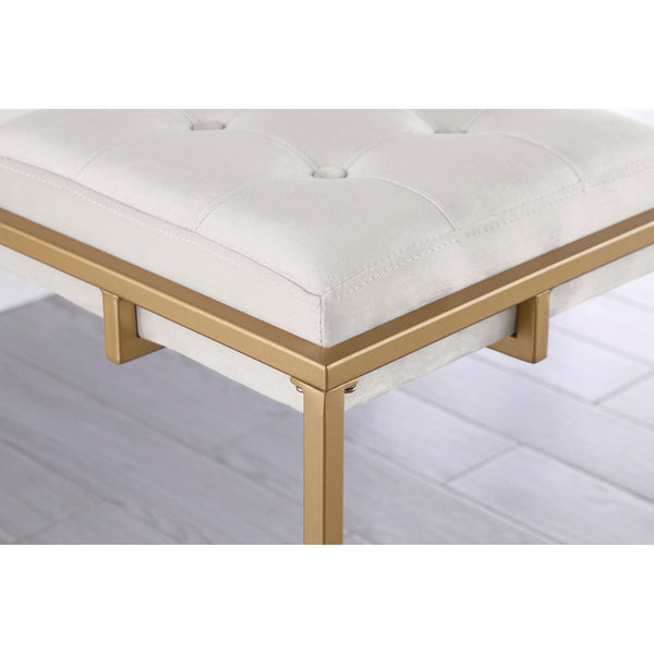 English Elm Soccoro Square Tufted Cushion Stools Set of 2 — Beige & Gold Bar Stools, Plush Fabric, Modern Elegance B062P344886