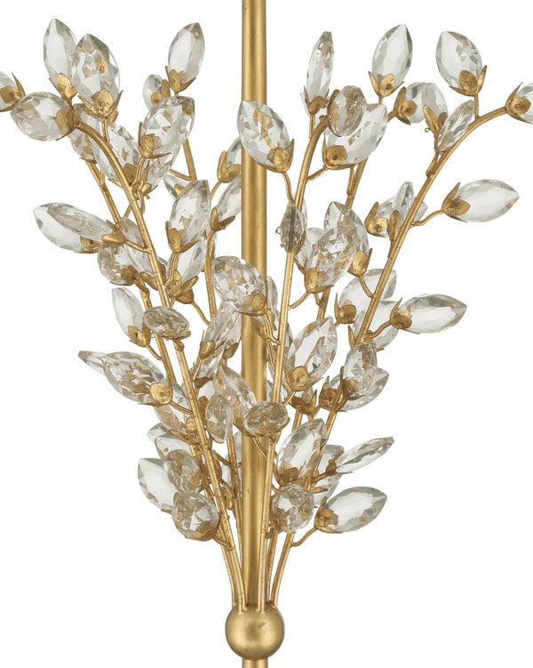 Currey & Company Forget-me-not Gold Floor Lamp - Elegant Two-light Design With Crystal Finial And Floral Accents Clear Crystal ,Metal 8000-0168-currey-company