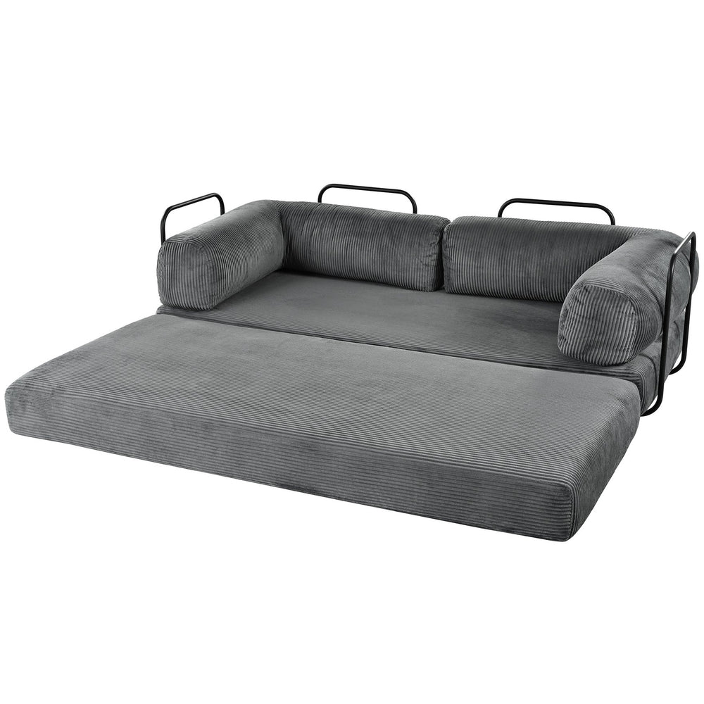 English Elm U_Style L-Shaped Modular Sofa Bed Corduroy with Iron Back Support, No Assembly, Plush Comfort Gray WY000448AAE