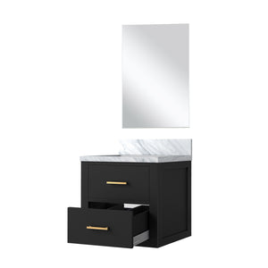 English Elm Black Single Bath Vanity With Acrylic Countertop, Soft-Close Cabinet & Frameless Mirror – 20" W X 18" D B2731S01418