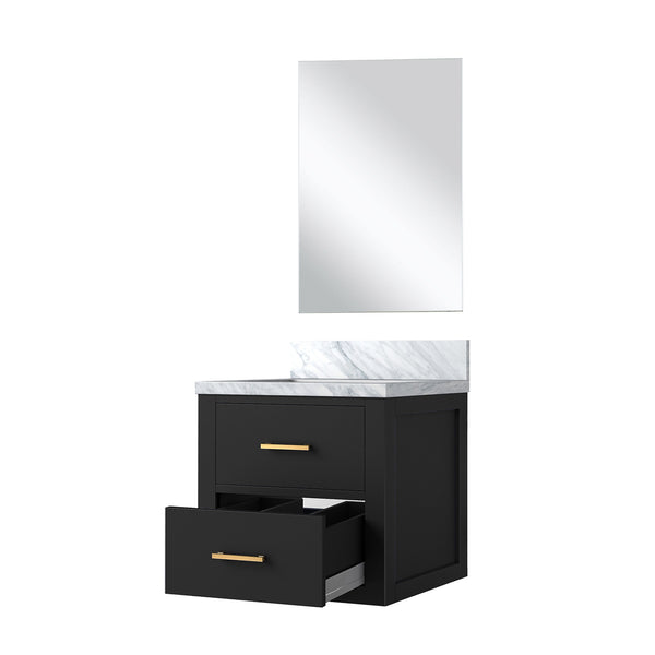 English Elm Black Single Bath Vanity With Acrylic Countertop, Soft-Close Cabinet & Frameless Mirror – 20" W X 18" D B2731S01418