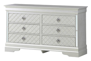 English Elm Verona Contemporary Dresser In Silver Champagne - Stylish Storage With Modern Embossed "X" Design B078108371-GIGA