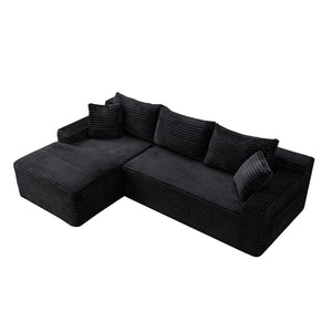 English Elm 106.3" Jumbo Corduroy L-shaped Sectional Deep Seat Sofa No Assembly Modern Living W5515S00038