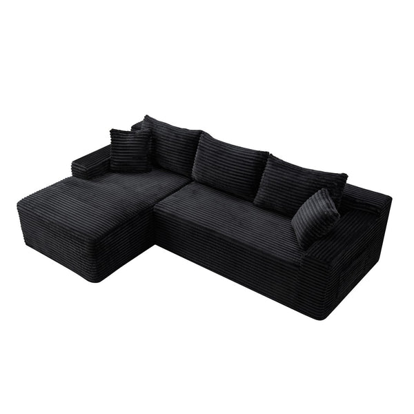 English Elm 106.3" Jumbo Corduroy L-shaped Sectional Deep Seat Sofa No Assembly Modern Living W5515S00038