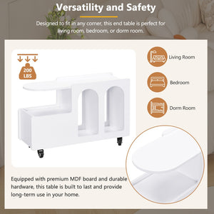 English Elm On-Trend Cream Mobile End Table With Lockable Wheels, Narrow Storage Nightstand For Small Spaces N721P191983K-GIGA