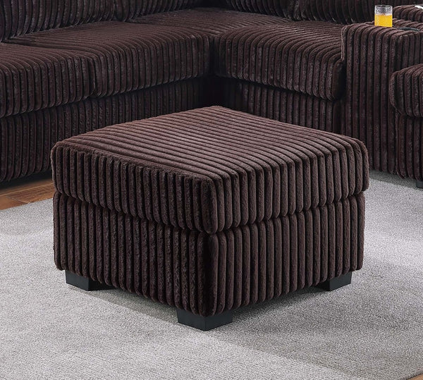 English Elm Contemporary Corduroy L-shaped Sectional with Usb Console Ottoman Included Coffee B011S02216