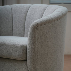 English Elm Sweivel Curved Shelter-Back Accent Chair with Smooth Swivel, Soft Durable Fabric and Wood Base Ivory W1713P251863