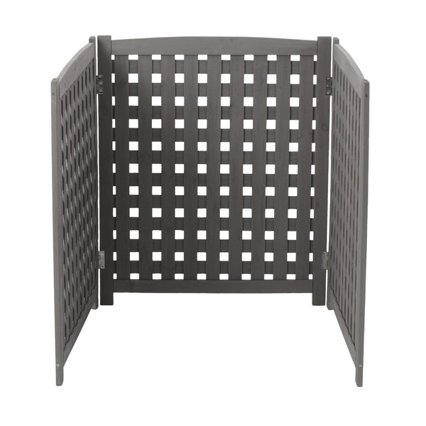 English Elm 3-panel Outdoor Slatted Wood Enclosure Screen for Ac Units Patios and Garden Areas Grey W2640P290523