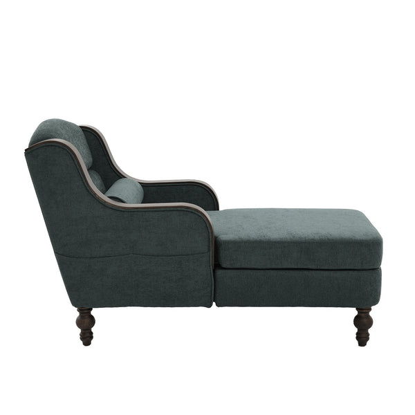 English Elm UNITED Oversized Chaise Lounge Sofa Bed with Solid Wood Arms, High-Resilience Foam, 800lb Capacity and Storage Pockets Emerald W1568S00207