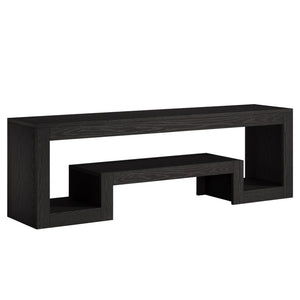 English Elm Spacious 63 Inch Media Console with Vintage Woodgrain Finish and Open Shelf Storage T3971P458835