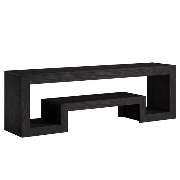 English Elm Spacious 63 Inch Media Console with Vintage Woodgrain Finish and Open Shelf Storage T3971P458835