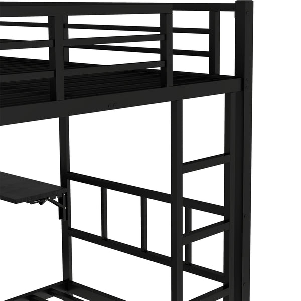 English Elm Full Over Twin Bunk Bed With Integrated Wardrobe, Trundle, Foldable Desk & Noise-Reduced Design In Black W1580S00136