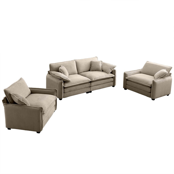 English Elm Luxurious Corduroy Sofa Set With Soft Cushions, Ideal For Living Rooms, Clubs, And Home Theaters W714S00705