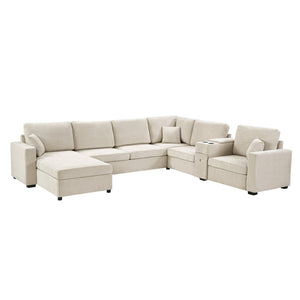 English Elm Swivel Barrel Accent Chair Chenille Tufted Round Club Seat for Living Room Lounge Beige N719S002350A