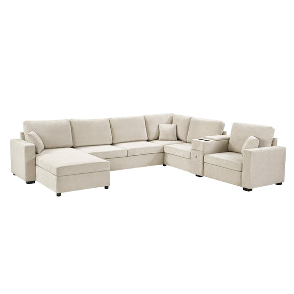 English Elm Swivel Barrel Accent Chair Chenille Tufted Round Club Seat for Living Room Lounge Beige N719S002350A