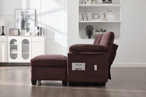 English Elm United L-Shaped Multifunctional Corduroy Sofa: 4-Seater With Usb Ports, Cup Holders & Storage Solutions W1568S00220-GIGA