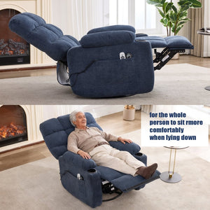 English Elm Heat Massage Rocker Swivel Recliner with Vibration Nodes Fabric Lounge Chair W5029P388740