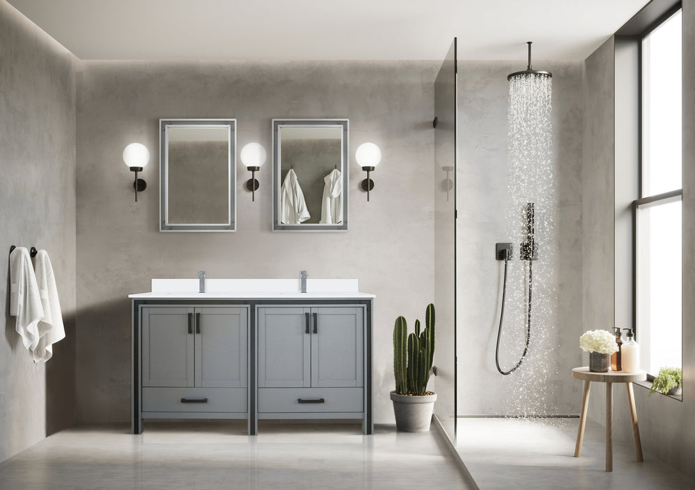 English Elm Dark Grey Double Bath Vanity Set With Mirrors - 60" W X 22" D, Stylish Storage Solution For Your Bath B2731S00581