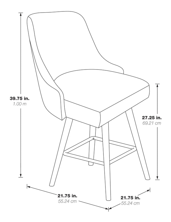 OSP Home Furnishings Bagford 26" Swivel Stool Navy / Med Esp