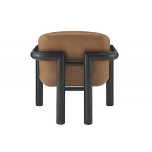 English Elm Modern Oak Framed Faux Leather Armchair Sculptural Accent Seat for Living Rooms Black Brown B011P423335