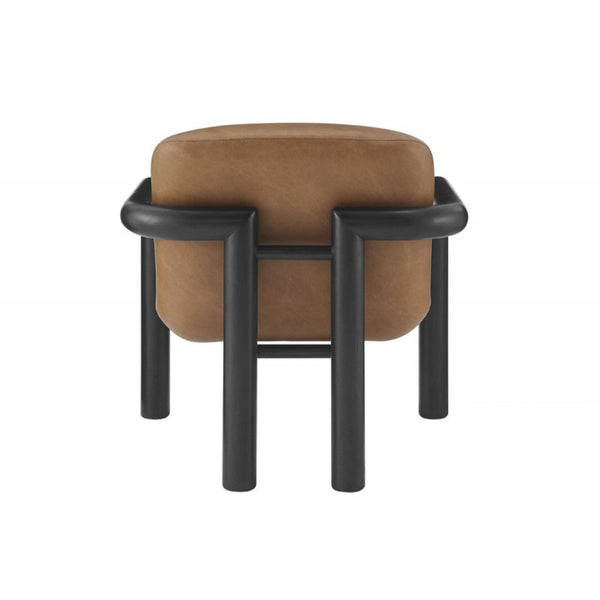 English Elm Modern Oak Framed Faux Leather Armchair Sculptural Accent Seat for Living Rooms Black Brown B011P423335