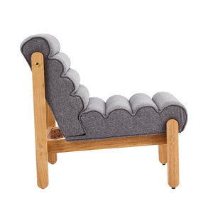 English Elm Fluffy Shearling Accent Chair Plush Tiered Back Solid Wood Frame Cozy Reading Nook Dark Gray,Natural N767P366257G
