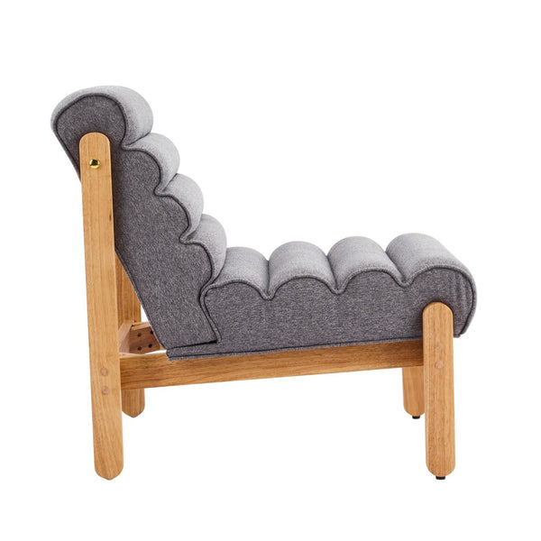 English Elm Fluffy Shearling Accent Chair Plush Tiered Back Solid Wood Frame Cozy Reading Nook Dark Gray,Natural N767P366257G