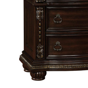 English Elm Formal Traditional Nightstand with Genuine Marble Top, 3 Drawers, Brown Cherry Wood, Felt-Lined Topочный B011P251255
