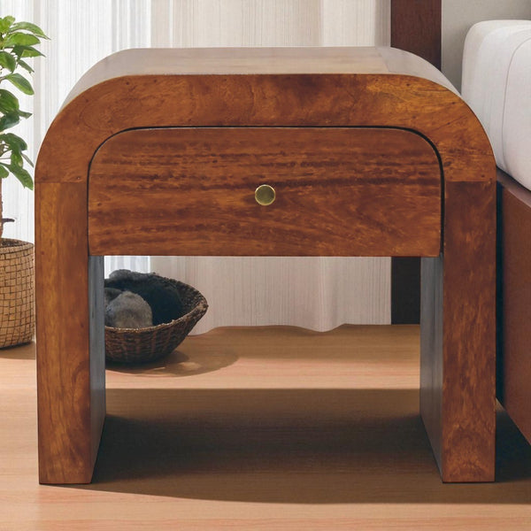 English Elm Darcy Chestnut Bedside Solid Wood Nightstand 21.65x17.72x19.69" – Timeless Chestnut Finish, Stylish Storage B182P166584