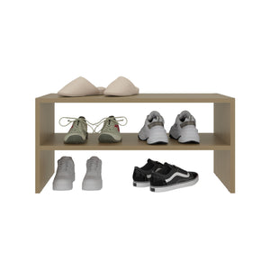 English Elm Silpa Compact Shoe Rack 3-Tier Open Shelf Organizer 23.6" Wide Oak — Modern Bench Top Storage B200P368114