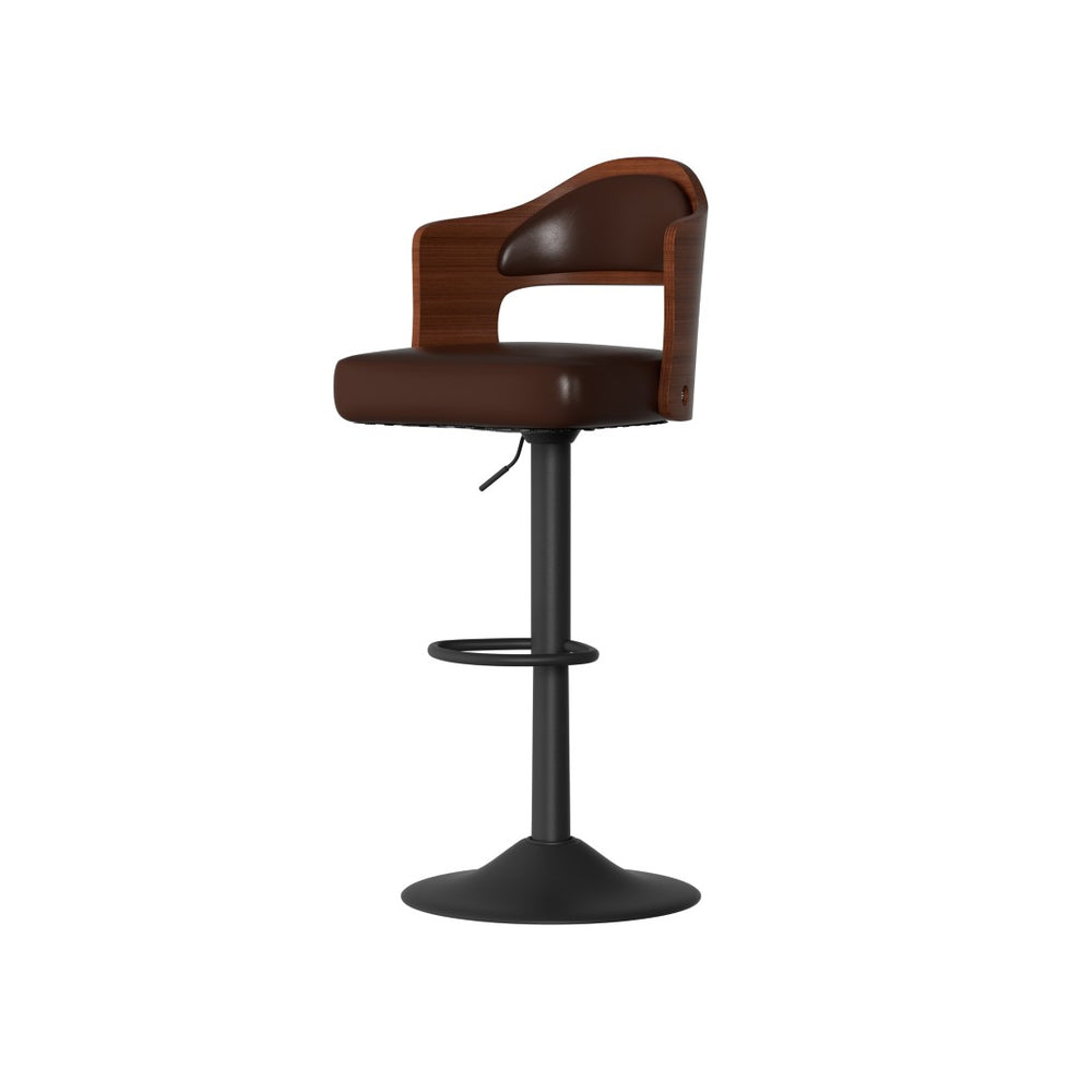 English Elm Swivel Bar Stools Set Of 2 - Adjustable Height 24.5-33.5" Kitchen Chairs With Pu Leather & Backrest T3950P394219-GIGA