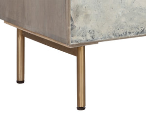 Sunpan MIRABELLI Sideboard - Handcrafted Mango Wood Storage with Slate Veneer & Brass Accented Legs 107341