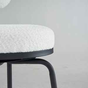 English Elm Modern Bouclé Swivel Bar Stools Set of 2 — Counter Height Fabric Seats with Metal Frame & Footrest, 360° Comfort White W1901P264272