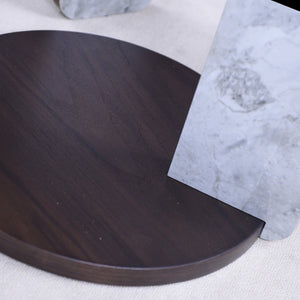 English Elm Set of 2 Round Sintered Stone Nesting Tables Sleek Modern Accent for Living Rooms W2899P405895