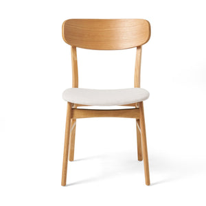 English Elm [video] Set of 2 Minimalist Dining Chairs with Cushioned Seats and Oak Rubberwood Legs N759P371095K