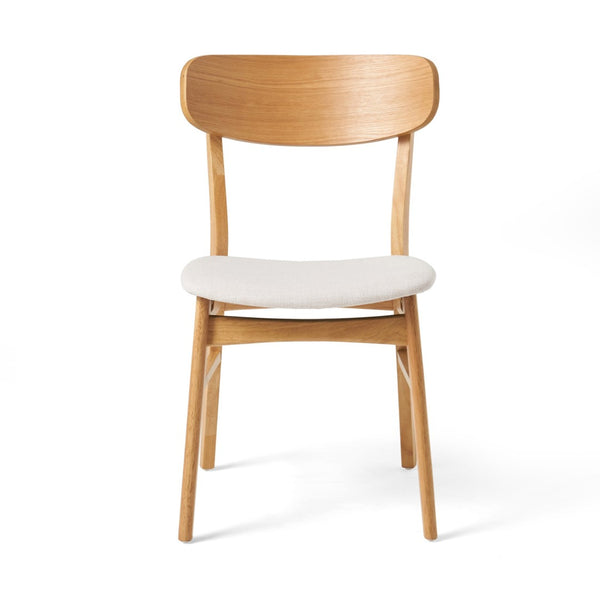 English Elm [video] Set of 2 Minimalist Dining Chairs with Cushioned Seats and Oak Rubberwood Legs N759P371095K