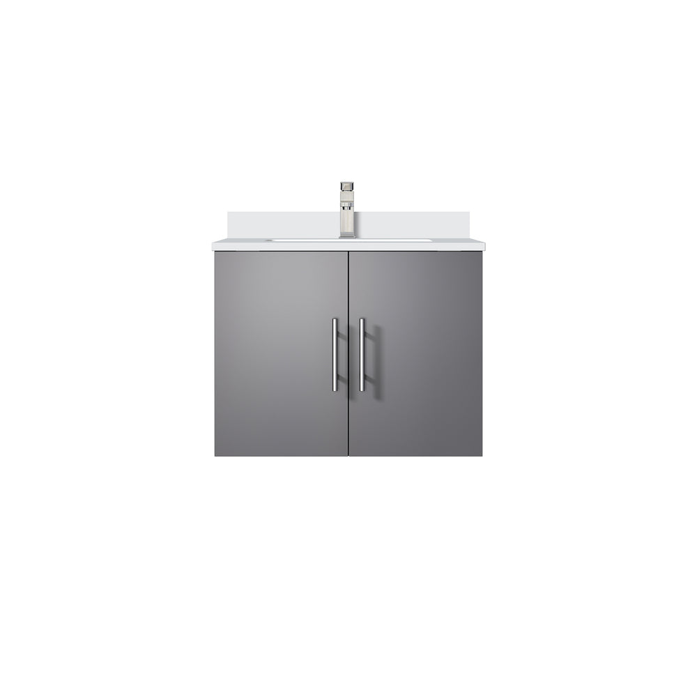 English Elm Dark Grey Bath Vanity With Cultured Marble Top & Faucet Set – Modern Storage Solution For Small Bathrooms B2731P258558