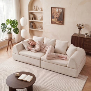 English Elm Cloud Modular Sectional with Ottoman Sink-in Cushions for Relaxed Living Spaces W3728S00006